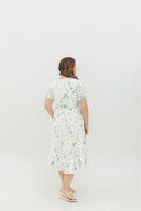Embroidered Smocked Back Midi Dress (Cornflower Bloom) - ELTWINE