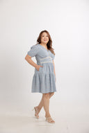 Embroidered Cottage Bloom Smocked-back Dress (Cloud Blue) - ELTWINE