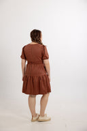 Cottage Bloom Smocked-back Dress (Caramel Checks) - ELTWINE