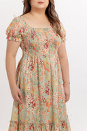 Morningvale Smocked Midi Dress (Fernwood)