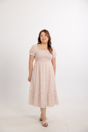 Morningvale Smocked Midi Dress (Powder Rose)