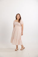 Morningvale Smocked Midi Dress (Powder Rose)