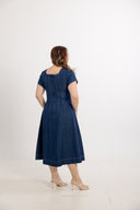 Sculpted Soft Denim Midi Dress (Deep Sea)