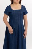Sculpted Soft Denim Midi Dress (Deep Sea)