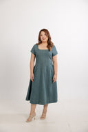 Sculpted Soft Denim Midi Dress (Vintage Indigo)