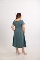 Sculpted Soft Denim Midi Dress (Vintage Indigo)