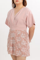 Kimono Romper (Pink Embroidery)