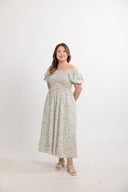 Willowlane Smocked Midi Dress (Blue Thistle)