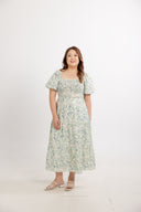 Gardenway Embossed Midi Dress (Misty Blue) - ELTWINE