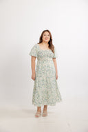 Gardenway Embossed Midi Dress (Misty Blue) - ELTWINE