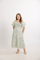 Gardenway Embossed Midi Dress (Misty Blue) - ELTWINE