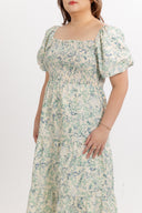 Gardenway Embossed Midi Dress (Misty Blue) - ELTWINE