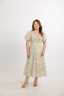 Gardenway Embossed Midi Dress (Spring Cream) - ELTWINE