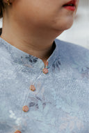 Flare Sleeve Cheongsam Shift Dress (Édition Limitée Print — Mizuki Blue) - ELTWINE