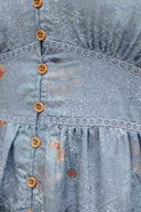 Embroidered Smocked Back Midi Dress (Édition Limitée Print — Mizuki Blue) - ELTWINE