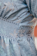Embroidered Smocked Back Midi Dress (Édition Limitée Print — Mizuki Blue) - ELTWINE