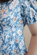 V-neck Floral Mini Dress (Blue Pansy)