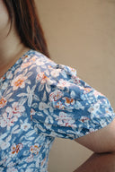 V-neck Floral Mini Dress (Blue Pansy)