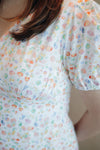 V-neck Floral Mini Dress (Rainbow)