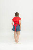 Gentle Ruffle Front Zip Top (Rouge Red)