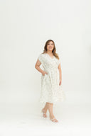 Smocked Waist Ruched Sleeves Dress (Moss)