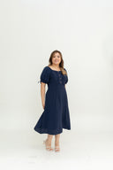 Daisywood Pintuck Midi Dress (Navy)