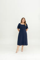 Daisywood Pintuck Midi Dress (Navy)