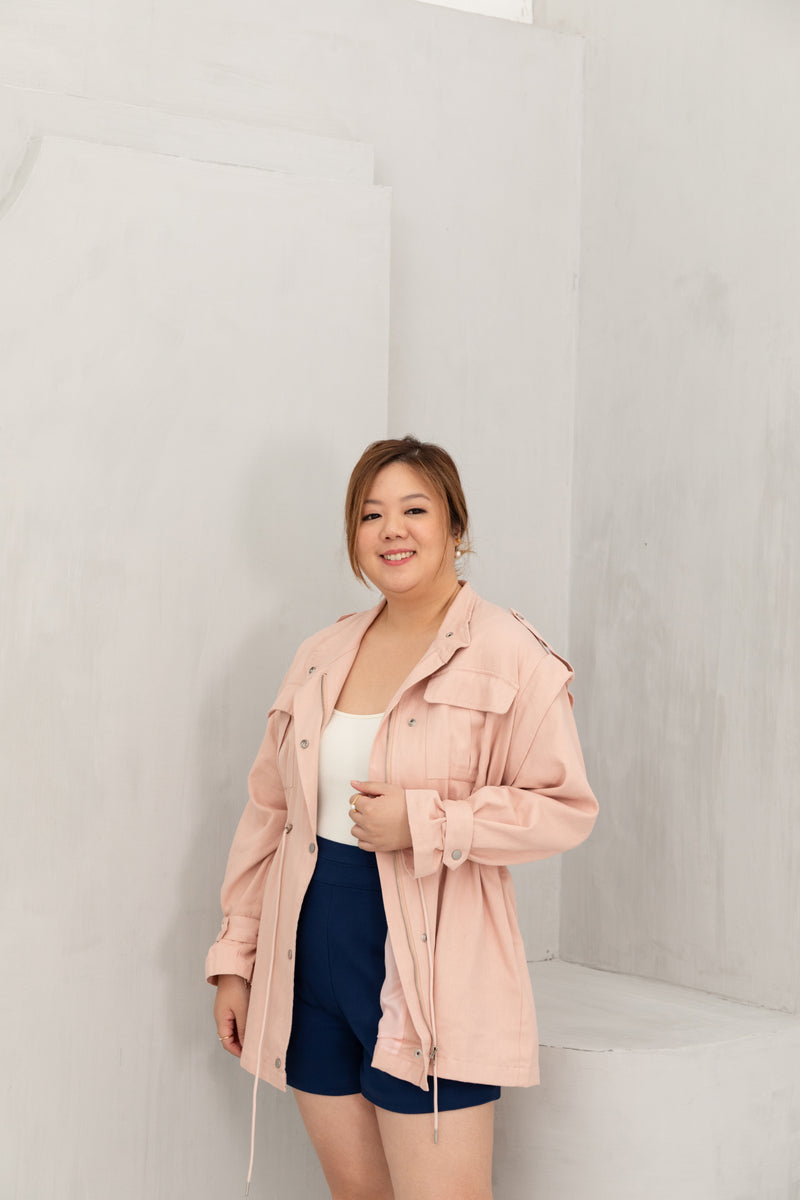 Convertible Twill Utility Jacket (Pink)