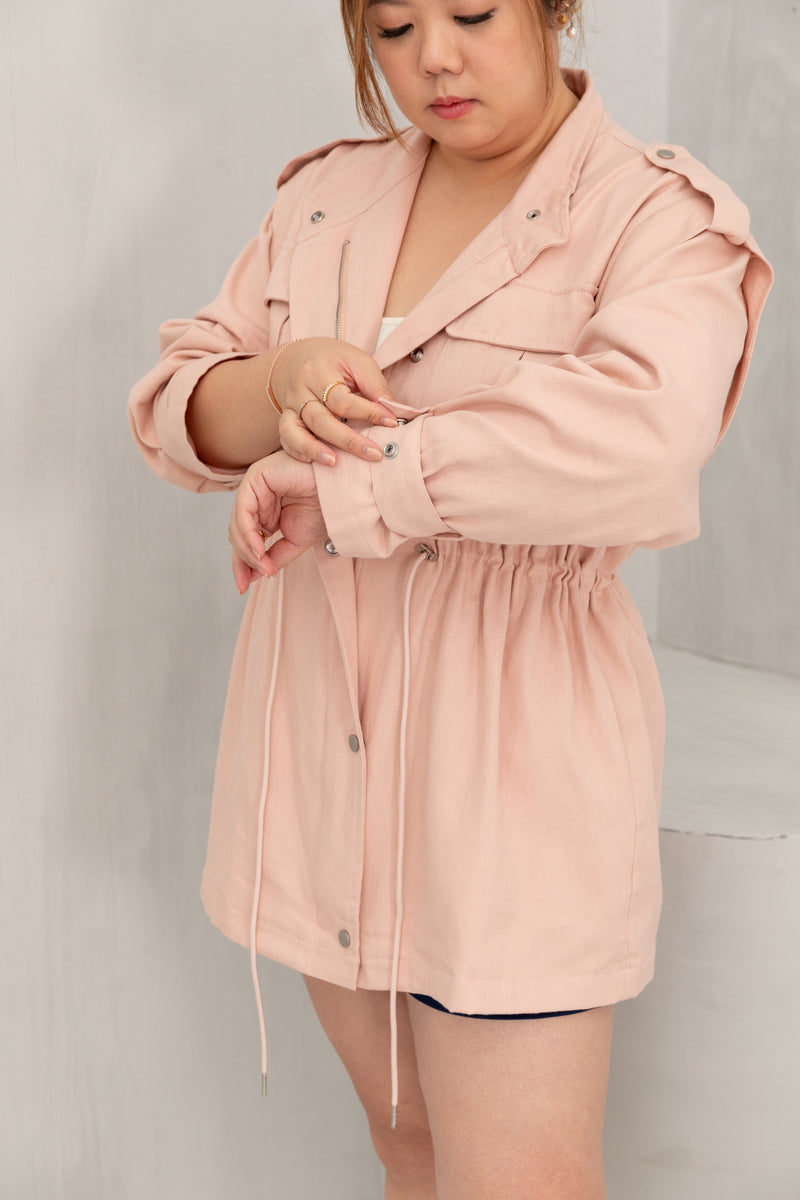 Convertible Twill Utility Jacket (Pink)