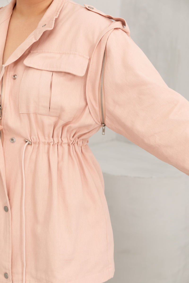 Convertible Twill Utility Jacket (Pink)