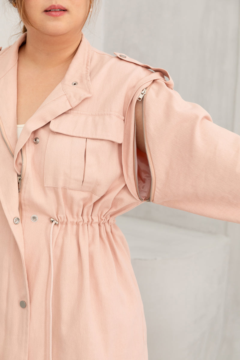 Convertible Twill Utility Jacket (Pink)