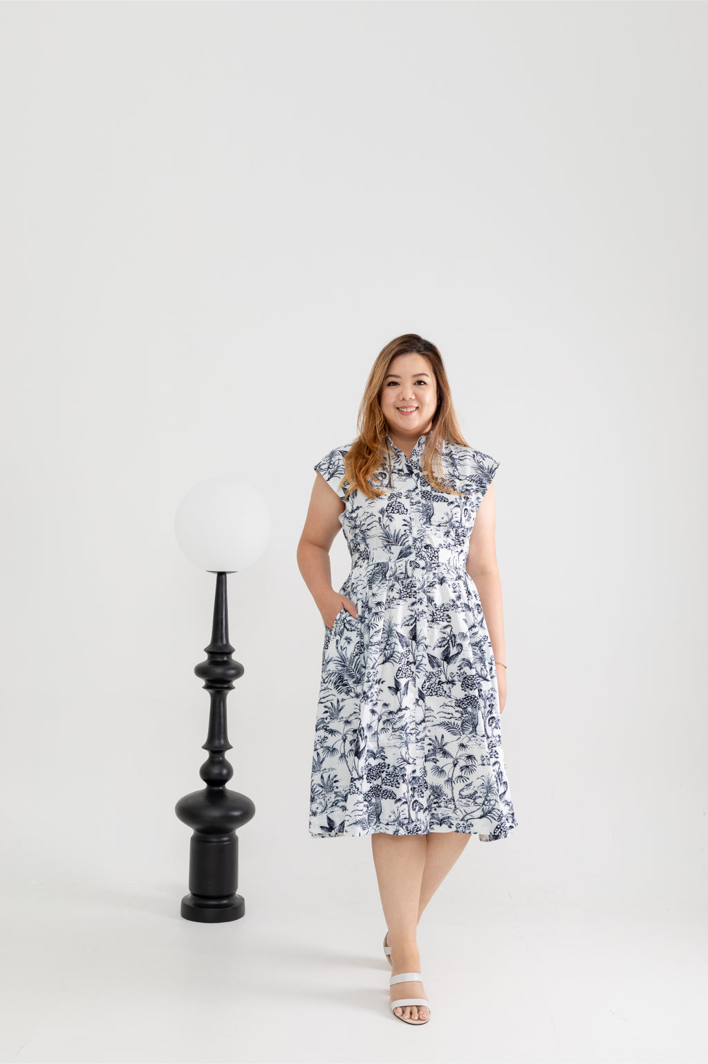 Toile de Jouy Shirt Dress (Black)