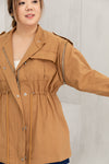 Convertible Twill Utility Jacket (Camel)