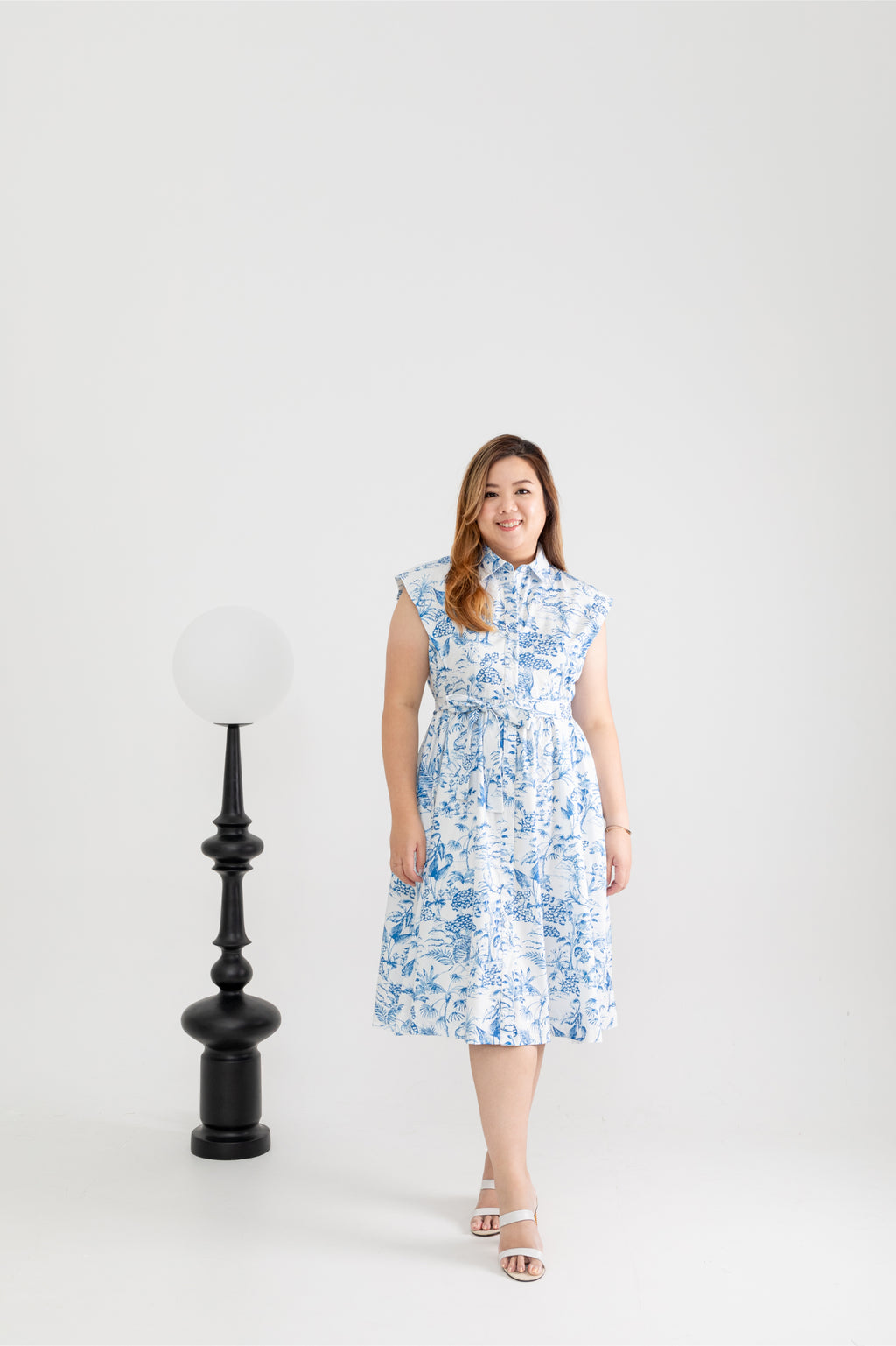 Toile de Jouy Shirt Dress (Blue)