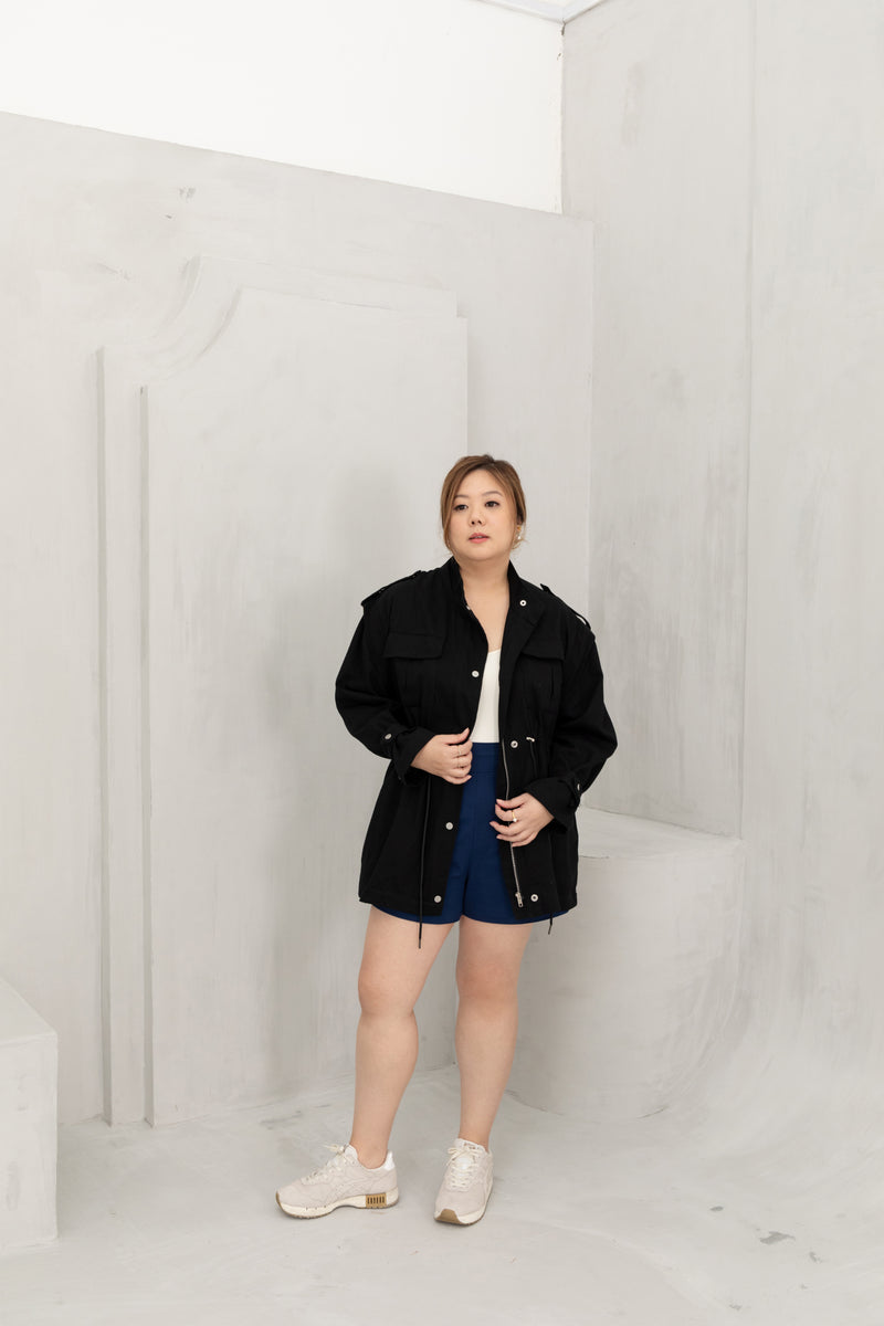 Convertible Twill Utility Jacket (Black)