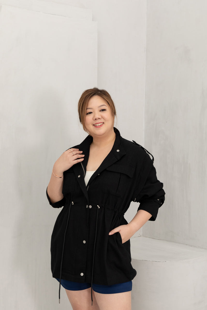 Convertible Twill Utility Jacket (Black)