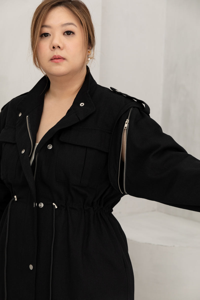 Convertible Twill Utility Jacket (Black)
