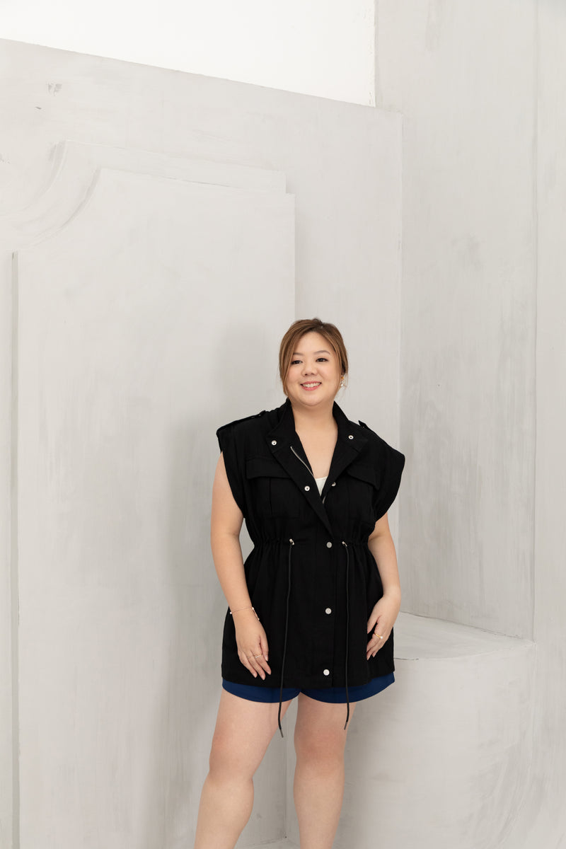 Convertible Twill Utility Jacket (Black)