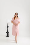 Embroidery Eyelet Shift Dress (Pink)
