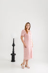 Embroidery Eyelet Shift Dress (Pink)