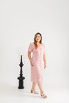 Embroidery Eyelet Shift Dress (Pink)
