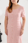 Embroidery Eyelet Shift Dress (Pink)