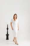 Embroidery Eyelet Shift Dress (White)