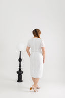Embroidery Eyelet Shift Dress (White)