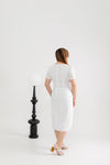 Embroidery Eyelet Shift Dress (White)