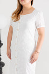 Crochet Eyelet Shift Dress (White)