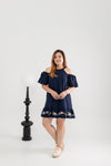 Embroidery Posies Hem Dress (Navy) - édition limitée