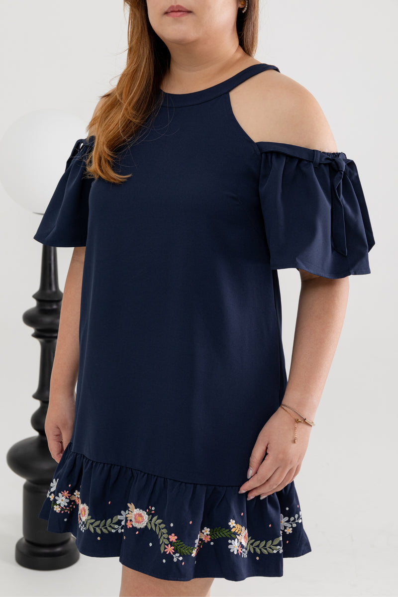 Embroidery Posies Hem Dress (Navy) - édition limitée