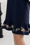 Embroidery Posies Hem Dress (Navy) - édition limitée