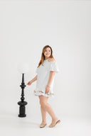 Embroidery Posies Hem Dress (White) - édition limitée